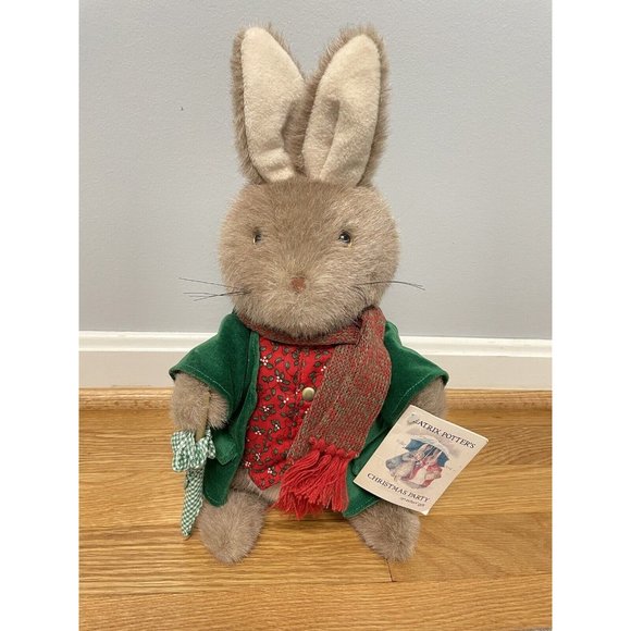 RARE Vintage Eden Beatrix Potter Peter Rabbit Christmas Party 14” Stuffed Plush